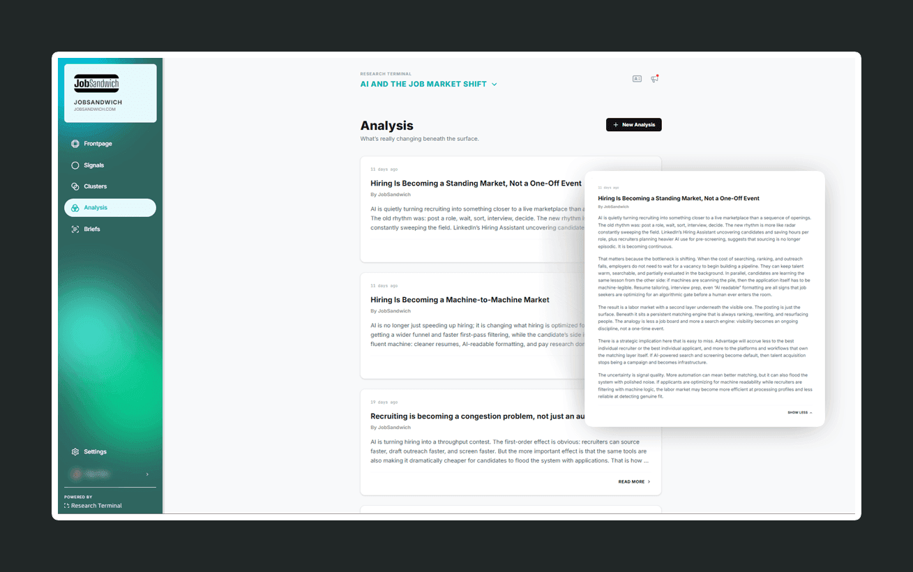 Analysis screen